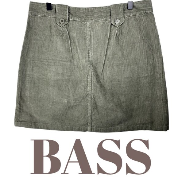 BASS VINTAGE Y2K CORDUROY CARGO MINI SKIRT SAGE OLIVE GREEN GRUNGE PREPPY SIZE 8 - Picture 2 of 7